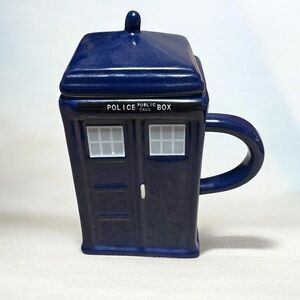 Doctor Who Tardis Mug & Lid London Police Box Shaped Tea Coffee Ceramic